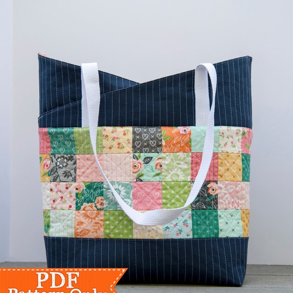 Tulip Tote PDF Pattern, Sewing Pattern, PDF Sewing Patterns, Instant Download, Handmade Tote Bag, Handbag, Craft Tote, Church Bag