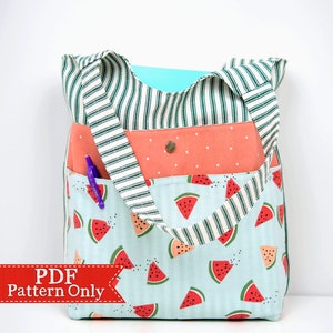 Three Pocket Tote PDF Pattern, Sewing Pattern, PDF Sewing Patterns, Instant Download, Handmade Tote Bag, Handbag, Craft Tote, Kids Bag