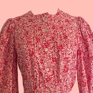 Vintage 1940s floral puff sleeve blouse sz S/M image 1