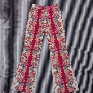 Vintage cotton tablecloth print fruity Picnic pants suit set sz 29 waist M image 4