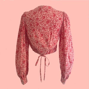 Vintage 1940s floral puff sleeve blouse sz S/M image 2