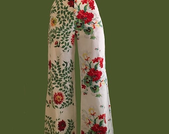Vintage 1950’s cotton high waist floral tablecloth sailor pants sz 28