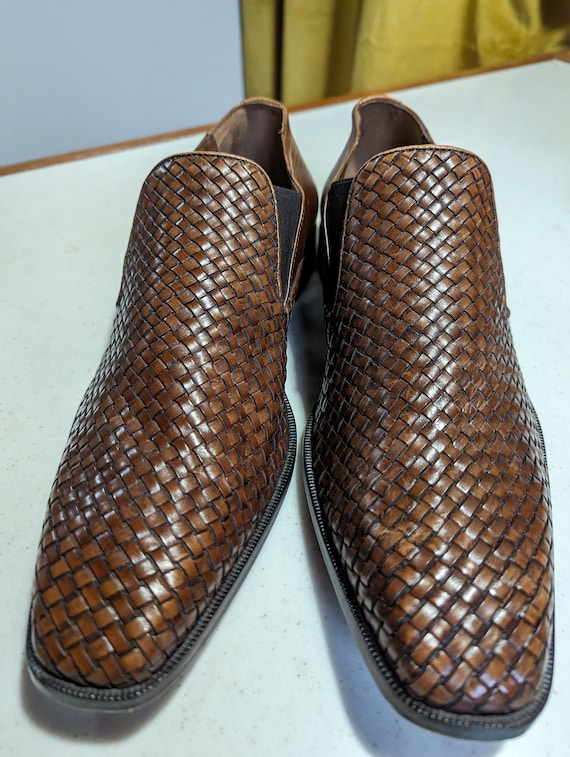 Vintage Italian men's woven leather loafers