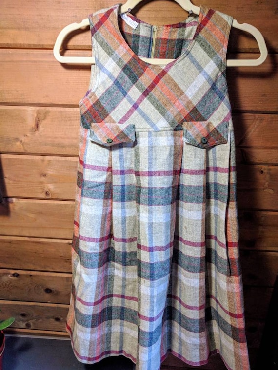 Vintage Bonwit Teller girls wool plaid dress // ro