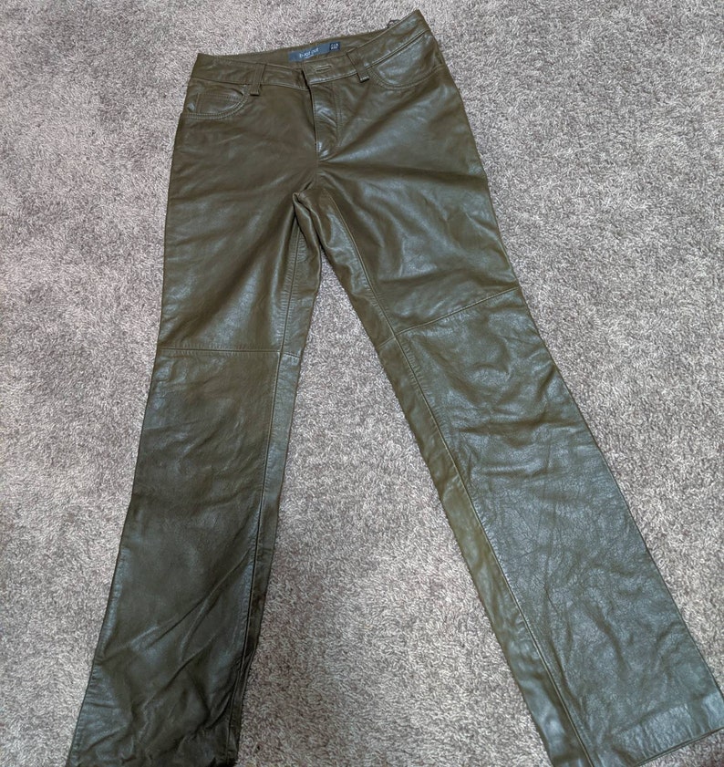 Olive Green Leather Pants GAP Trousers Style Size 2 Boot Cut | Etsy