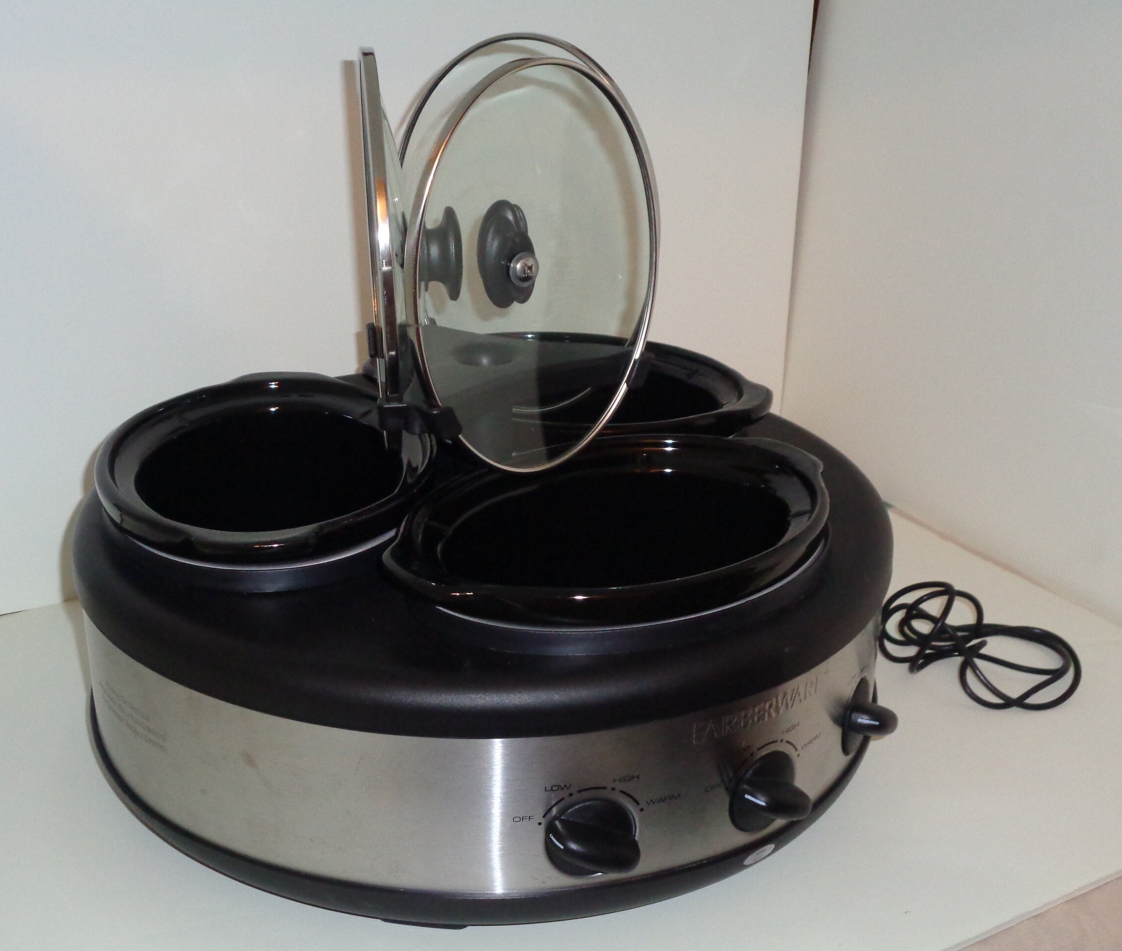 GE Farberware 3 Crock 1.5 Quart Round Slow Cooker Barely Etsy