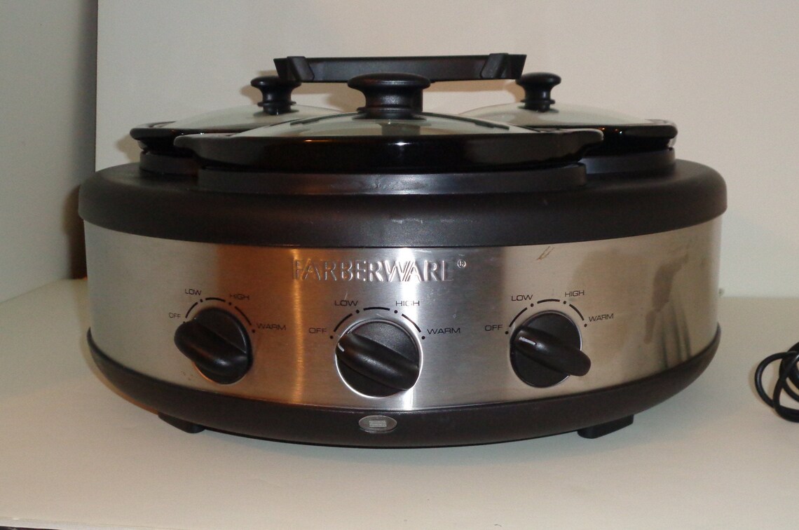 GE Farberware 3 Crock 1.5 Quart Round Slow Cooker Barely Etsy