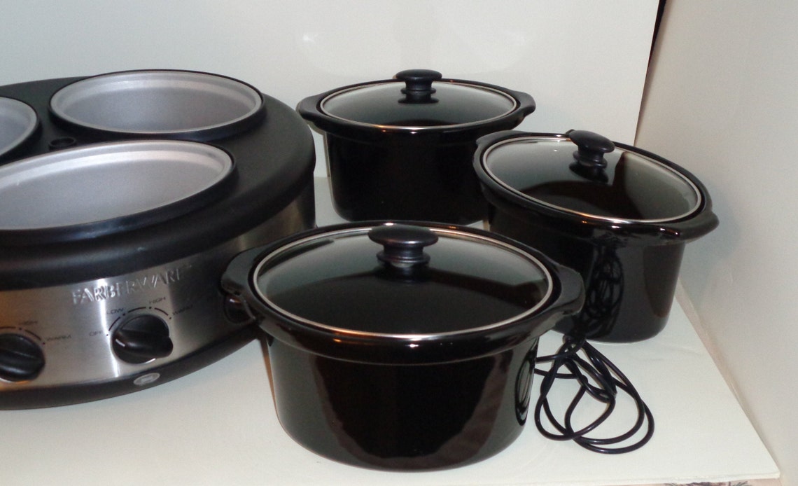 GE Farberware 3 Crock 1.5 Quart Round Slow Cooker Barely Etsy