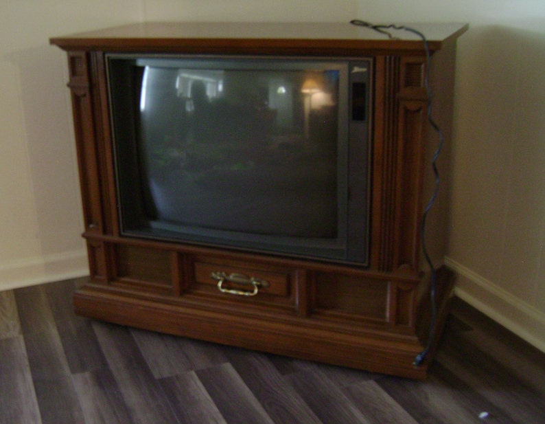 Vintage 1989 27 Zenith TV Wood Console Custom Color Etsy