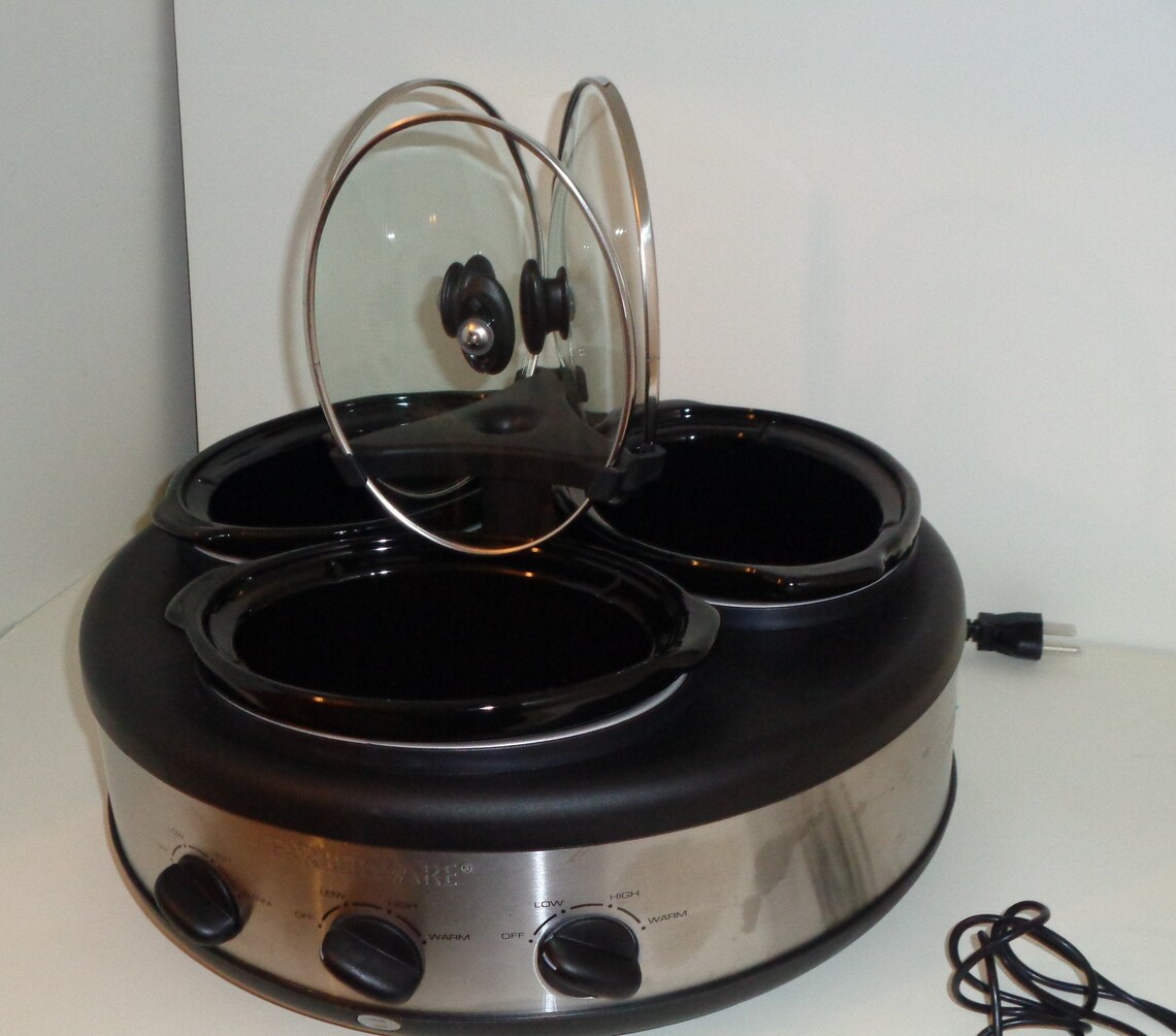 GE Farberware 3 Crock 1.5 Quart Round Slow Cooker Barely Etsy