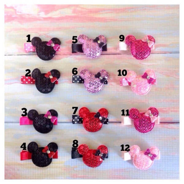 Minnie Mouse Bow Minnie Mouse Hair Clip Minnie Birthday Disney 1st 2nd 3rd Birthday Favor Hair Clip Pink Minnie Red Minnie Minnie Bow