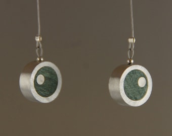 Circle Green Maple Wood Earrings