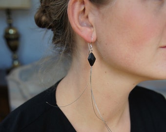 Black Diamond Ebony Earrings with flexible wires