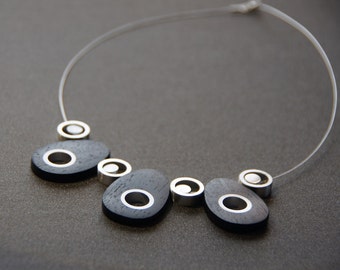 Inside Out Ebony and Aluminum Necklace (Small)