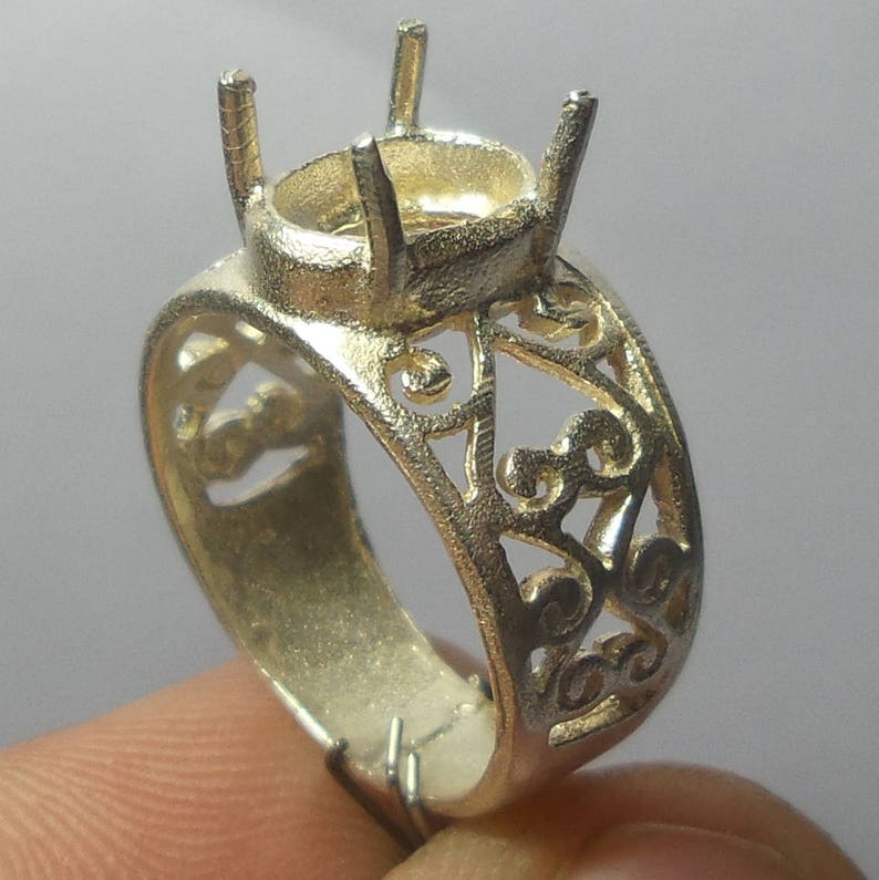 7x5 6x8 Unique Design Engagement Ring Prong Setting Pure 925 Sterling Silver Ring Setting 9x7 MM Stone Size Adjustable Rings Setting.