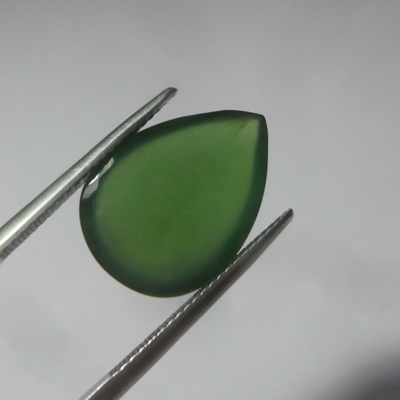 Serpentine Loose Gemstone 8.4 Carat 18.3x13.1x5.2 MM Natural Green Serpentine Pear Shape Cabochon