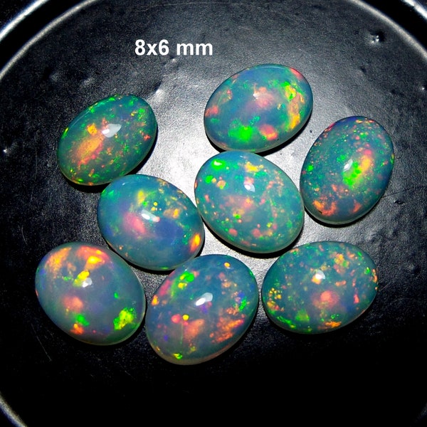10x8 mm, 9x7 mm, 8x6 mm, 7x5 mm Oval Shape Natural AAAA Grade Multi Color Rainbow Fire Play Ethiopian Welo Opal Cabochons Wholesale Gemstone