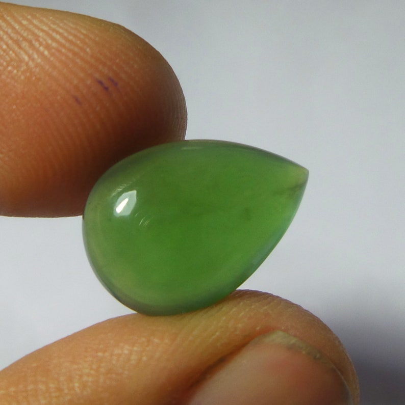 Serpentine Loose Gemstone 8.4 Carat 18.3x13.1x5.2 MM Natural Green Serpentine Pear Shape Cabochon