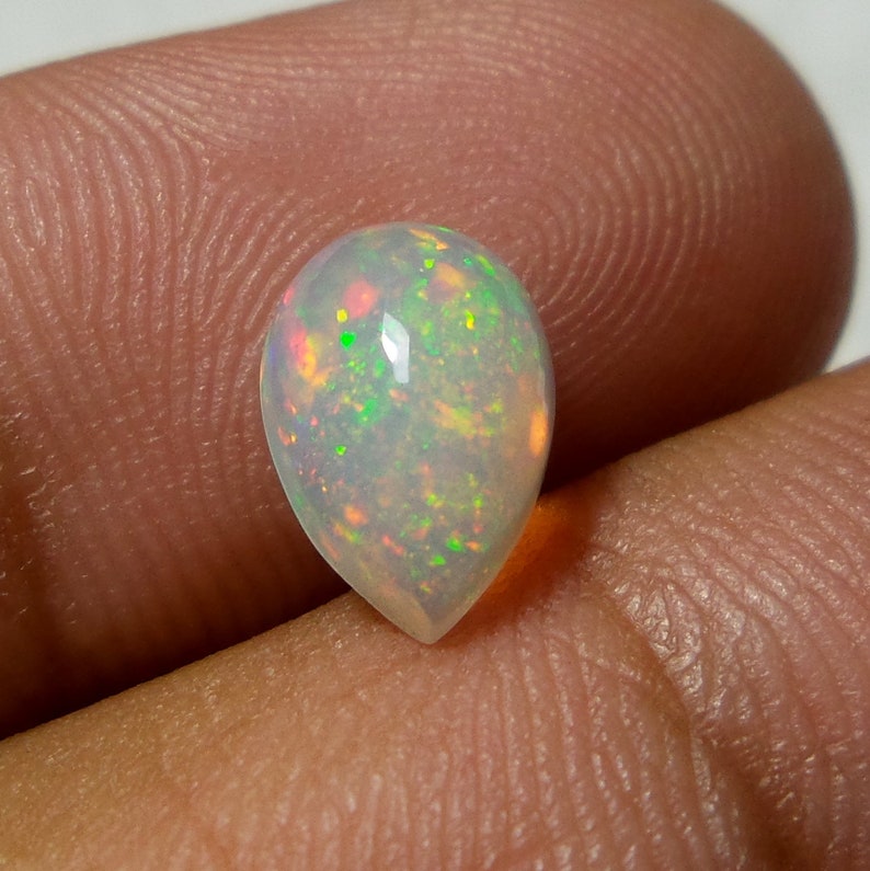 1.4 Carat 10.2x7x4.5 MM Calibrated Size Natural Ethiopian Welo Fire Opal Pear Shape Cabochon Opal Pear Cabochon