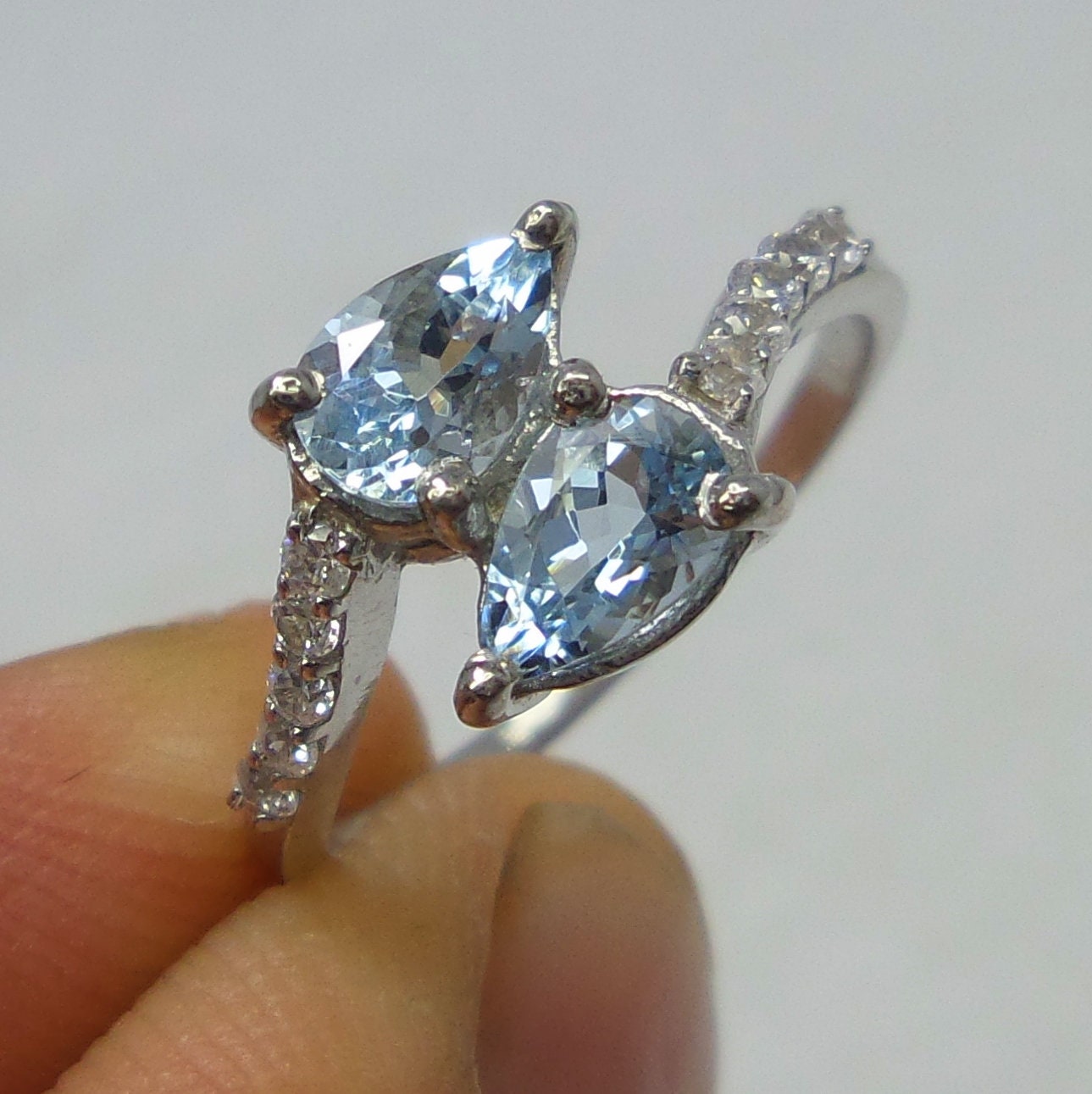 Genuine 925 Sterling Silver Jewelry Ring Natural Blue Etsy