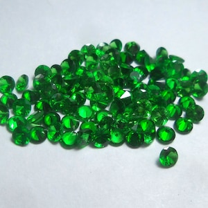 1.3 MM to 3 MM Natural Top Grade Diamond Cut Emerald Green Tsavorite Garnet Round Cut Gemstones Wholesale Lot, Top Quality Real Green Garnet