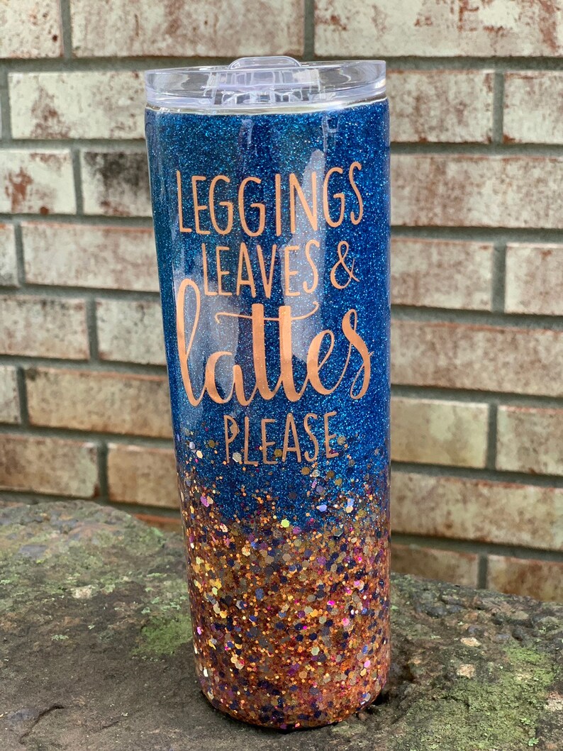 Fall Glitter Tumbler Epoxy Tumbler 20 Oz Skinny Tumbler Etsy