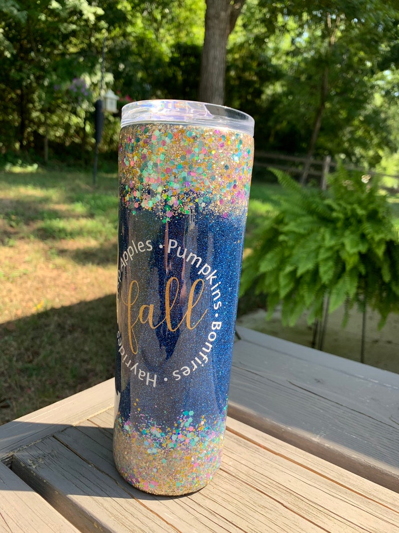 Fall glitter tumbler Glitter epoxy tumbler 20 oz skinny Etsy