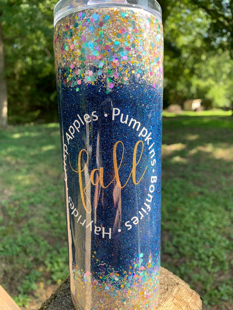 Fall glitter tumbler Glitter epoxy tumbler 20 oz skinny Etsy