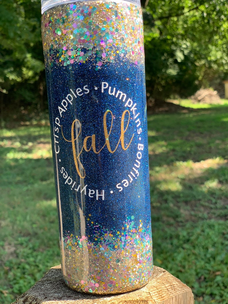 Fall glitter tumbler Glitter epoxy tumbler 20 oz skinny Etsy