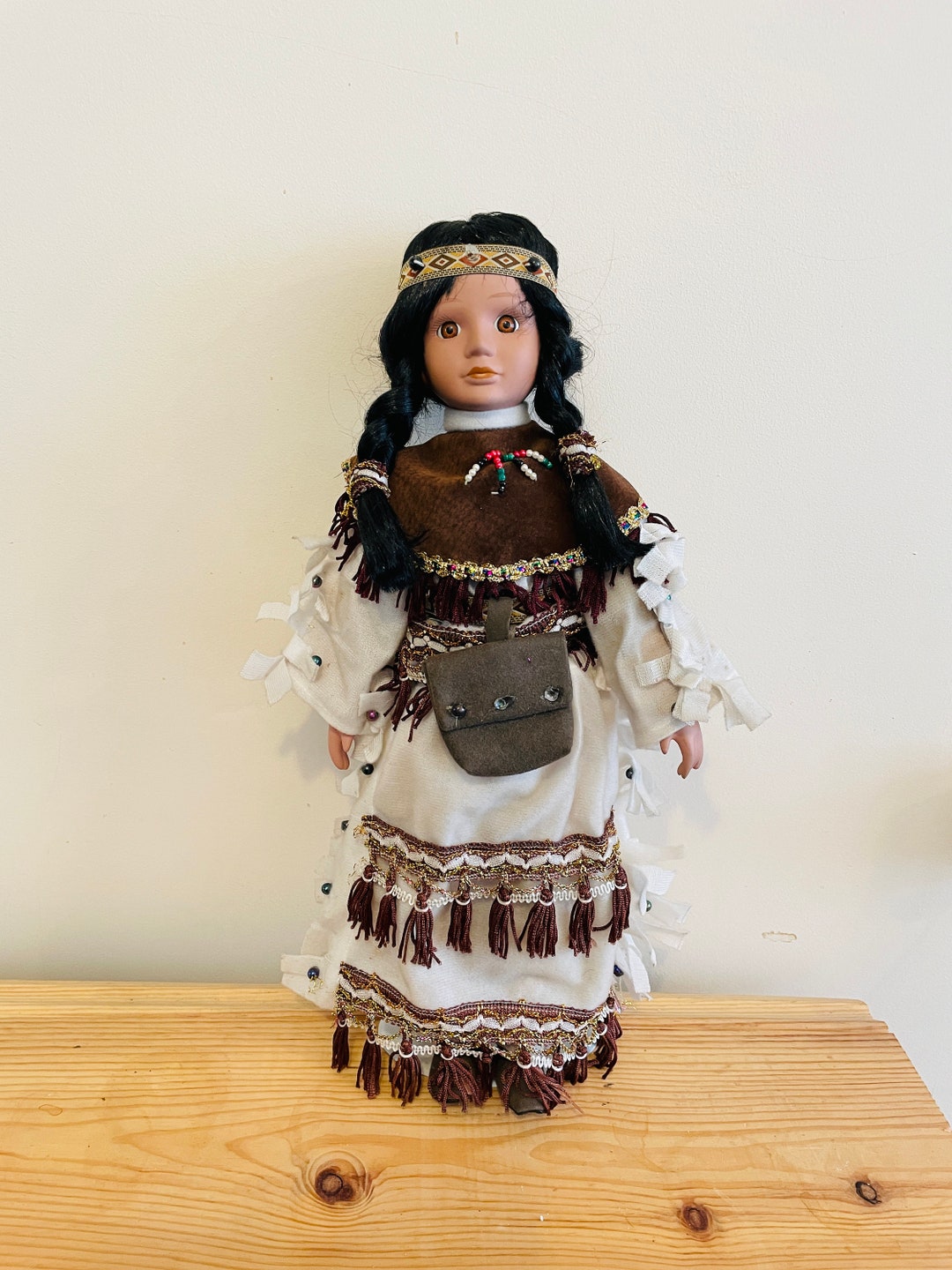 Native American Porcelain Doll, Vintage Boxed 16 Inch Doll Etsy UK
