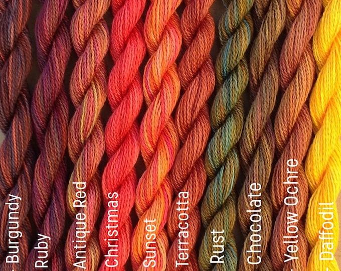 Featured listing image: COTTON 6 STRANDED, Embroidery Thread, Hand Dyed, Embroidery Floss, Cross Stitch Thread, Variegated Thread, Needlepoint, Sashiko Quilting