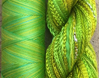 Two of a Kind, No.50 Lime and Lemon, Hand Dyed Thread Selection, Embroidery Thread, Machine Quilting Thread, Machine Embroidery