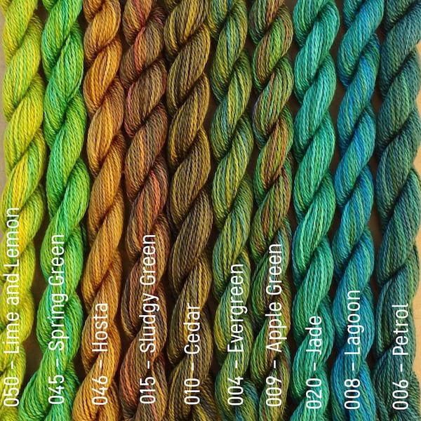 FINE COTTON, Hand Dyed Embroidery Thread, Cotton Thread, Cotton Yarn, Embroidery Floss, 16/2 wt. (Equivalent to Perle 12)