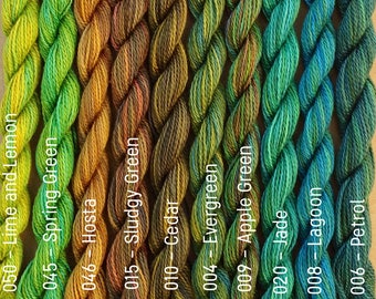 FINE COTTON, Hand Dyed Embroidery Thread, Cotton Thread, Cotton Yarn, Embroidery Floss, 16/2 wt. (Equivalent to Perle 12)