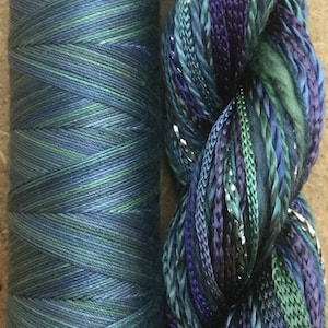 Hand Dyed Cotton and Viscose Thread Selection plus Machine Cotton, Two of a Kind No.53 Ocean, Creative Embellishment Threads