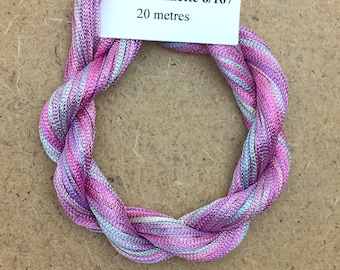 Viscose Chainette 6/167, Colour No.30 Light Candy Floss, Hand Dyed Thread, Rayon Ribbon, 20 metres