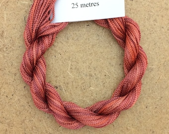 Viscose Chainette 4/167, Colour No.12 Terra Cotta, Hand Dyed Thread, Rayon Ribbon, 25 metres