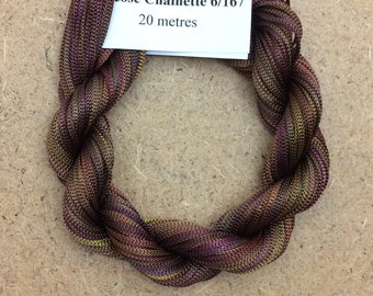 Viscose Chainette 6/167, Colour No.01 Chocolate, Hand Dyed Thread, Rayon Ribbon, 20 metres