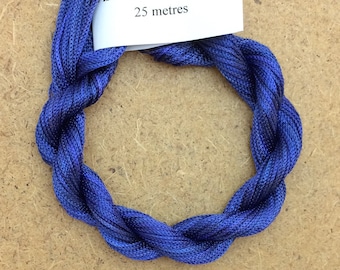 Viscose Chainette 4/167, Colour No.52 Ultramarine, Hand Dyed Thread, Rayon Ribbon, 25 metres