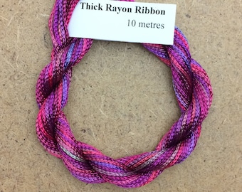 Thick Viscose Ribbon 3/660, Colour No.16 Jenny’s Rainbow, Hand Dyed Embroidery Thread, Canvaswork, Needlepoint