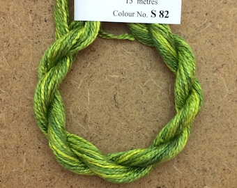Silk 8/2 No.82 Chartreuse, Embroidery Thread, Hand Dyed Embroidery Thread, Artisan Thread, Textile Art