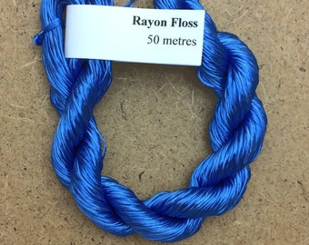 Rayon Floss, Hand Dyed 4 Strand Viscose Floss, Colour No.03 Sky, Hand Dyed Viscose Floss, Embroidery Thread, Braidmaking, Kumihimo