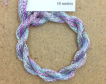 Hand Dyed 3600/2 Viscose Cord, Colour No.80 Sky Blue Pink, Rayon II, Embroidery, Thread, Needlepoint