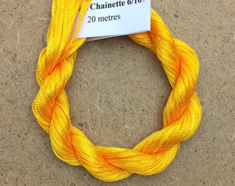 Viscose Chainette 6/167, Colour No.51 Daffodil, Hand Dyed Thread, Rayon Ribbon, 20 metres