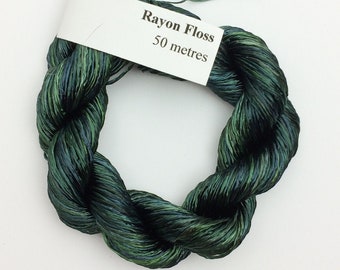 Rayon Floss, Hand Dyed 4 Strand Viscose Floss, Colour No.53 Spruce, Hand Dyed Viscose Floss, Embroidery Thread, Braidmaking, Kumihimo