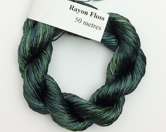 Rayon Floss, Hand Dyed 4 Strand Viscose Floss, Colour No.53 Spruce, Hand Dyed Viscose Floss, Embroidery Thread, Braidmaking, Kumihimo