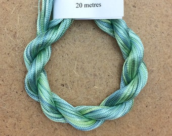 Viscose Chainette 6/167, Colour No.33 Aquamarine, Hand Dyed Thread, Rayon Ribbon, 20 metres