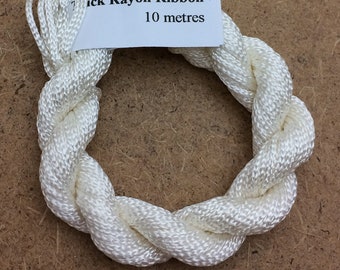 Thick Viscose Ribbon 3/660, Colour Ivory, 10 metres (11 yards) Embroidery Thread, Canvaswork, Needlepoint