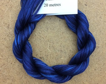 Viscose Chainette 6/167, Colour No.52 Ultramarine, Hand Dyed Thread, Rayon Ribbon, 20 metres