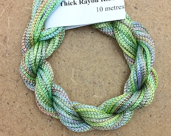 Thick Viscose Ribbon 3/660, Colour No.39 Pistachio, Hand Dyed Embroidery Thread, Canvaswork, Needlepoint